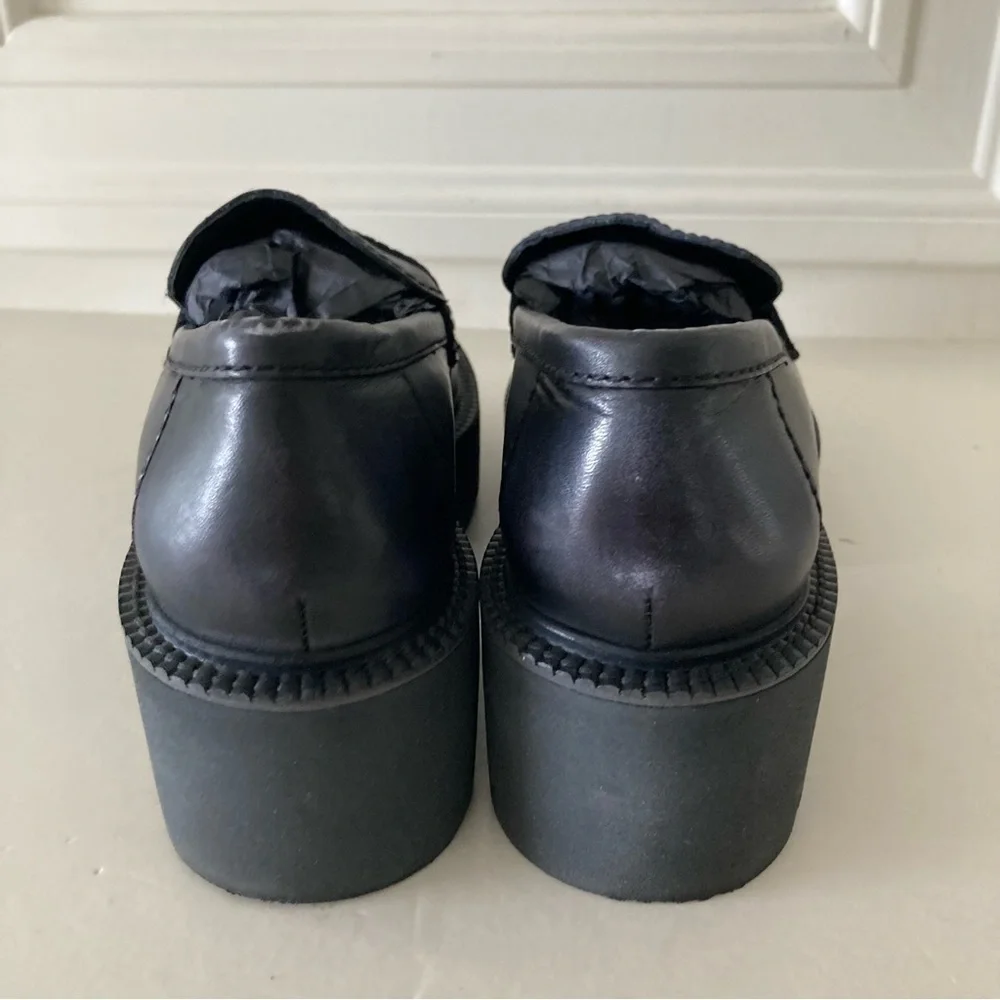 NWOT Free People Decker Black Leather Penny Loafers